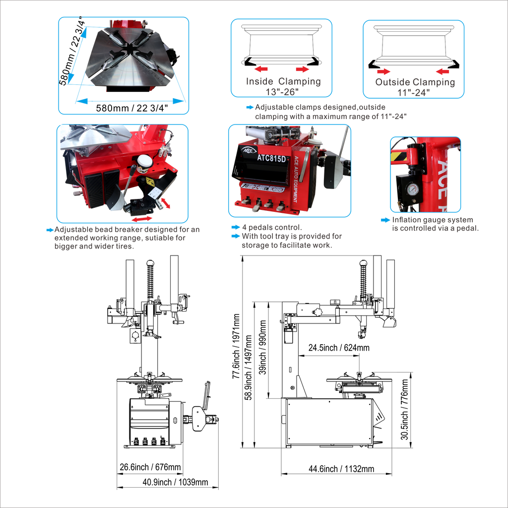 ATC-815D / Motorcycle wheel adapter Combo