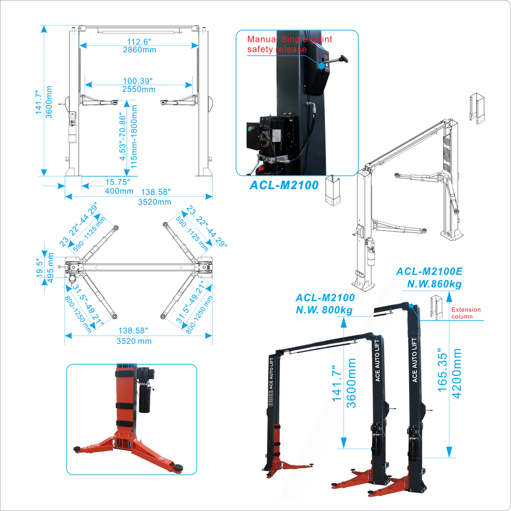 2-Post Lift ACL-M2100/M2100E