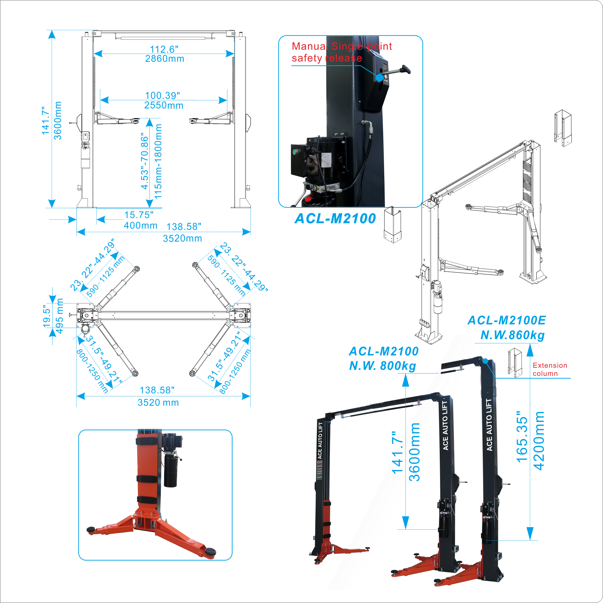 2-Post Lift ACL-M2100/M2100E